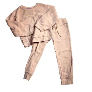 Cat & Jack Toddler Girls Pink Rainbow Speckled Fleece Sweatshirt Jogger Set 4T